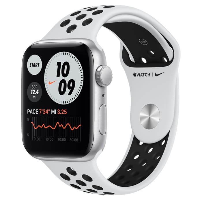 Apple Watch SE GPS, 40mm Silver Aluminum Case with White Nike Sport Band