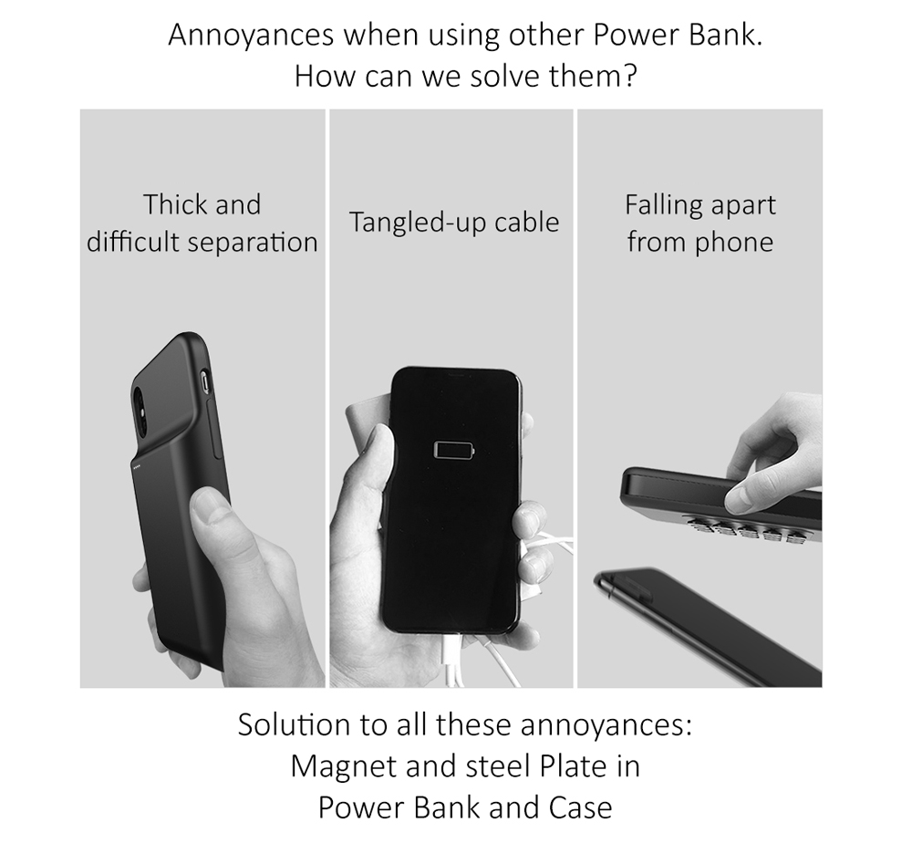 Static Wireless Power Bank Case For iPhone X/XS Blue