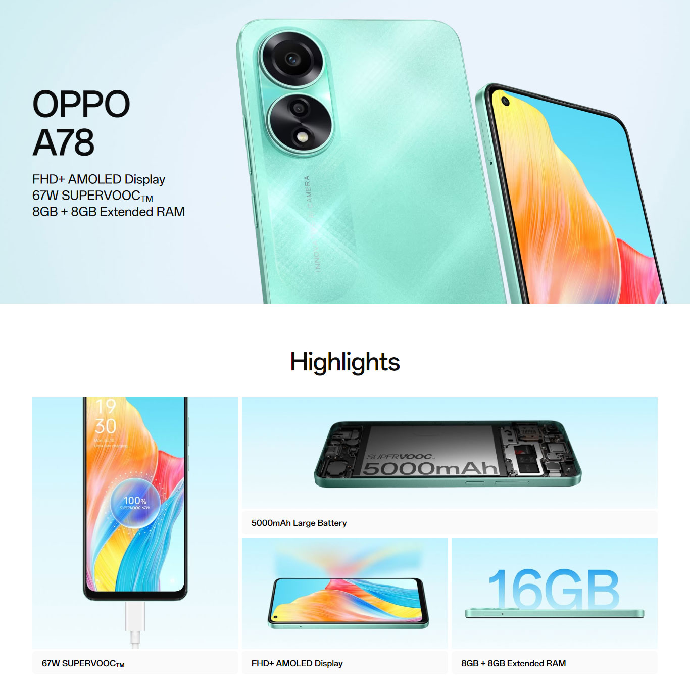 Oppo A78 - 256GB - 8GB RAM - Mist Black | mobilaty | Mobilaty